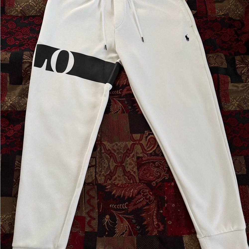Polo Ralph Lauren Double-Knit Peformance “POLO”White/Black Pony Joggers